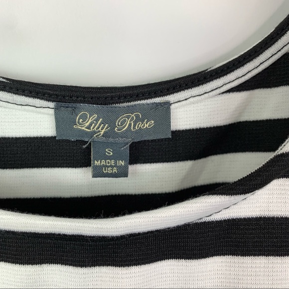 Lily Rose Peplum Scuba Striped Fit Flare Top Small - Picture 6 of 7